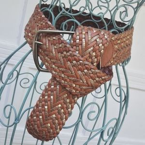Genuine Leather Belt Braided Multi Loop Buckle